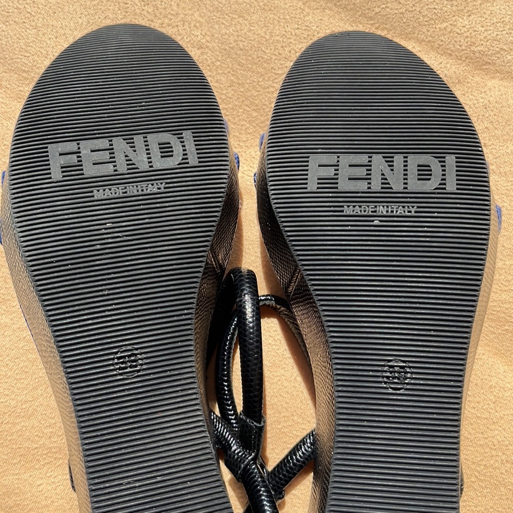 Authentic Fendi Blue Leather Platform Wedge - Picture 15 of 16